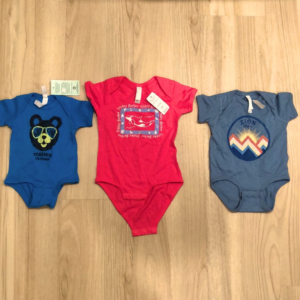 Lot of 3 Infant and toddler onesies - Various sizes (see photos)